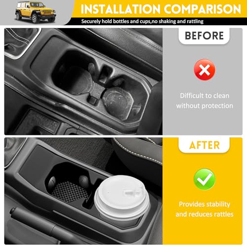 JTYZSM Cup Holder Coaster for 2018-2025 Jeep Wrangler JL JLU 4XE/Gladiator JT Cup Holder Insert Mat Pad, Non-Slip Liner for 18-25 Wrangler JL JLU 4XE Interior Accessories - Image 2