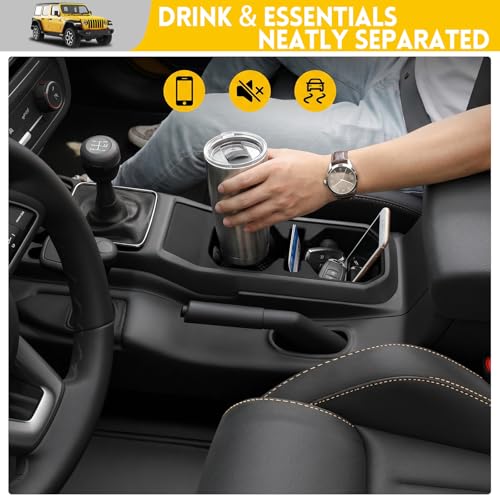 JTYZSM Cup Holder Coaster for 2018-2025 Jeep Wrangler JL JLU 4XE/Gladiator JT Cup Holder Insert Mat Pad, Non-Slip Liner for 18-25 Wrangler JL JLU 4XE Interior Accessories - Image 5