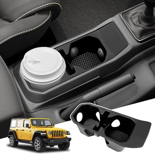 JTYZSM Cup Holder Coaster for 2018-2025 Jeep Wrangler JL JLU 4XE/Gladiator JT Cup Holder Insert Mat Pad, Non-Slip Liner for 18-25 Wrangler JL JLU 4XE Interior Accessories - Image 1