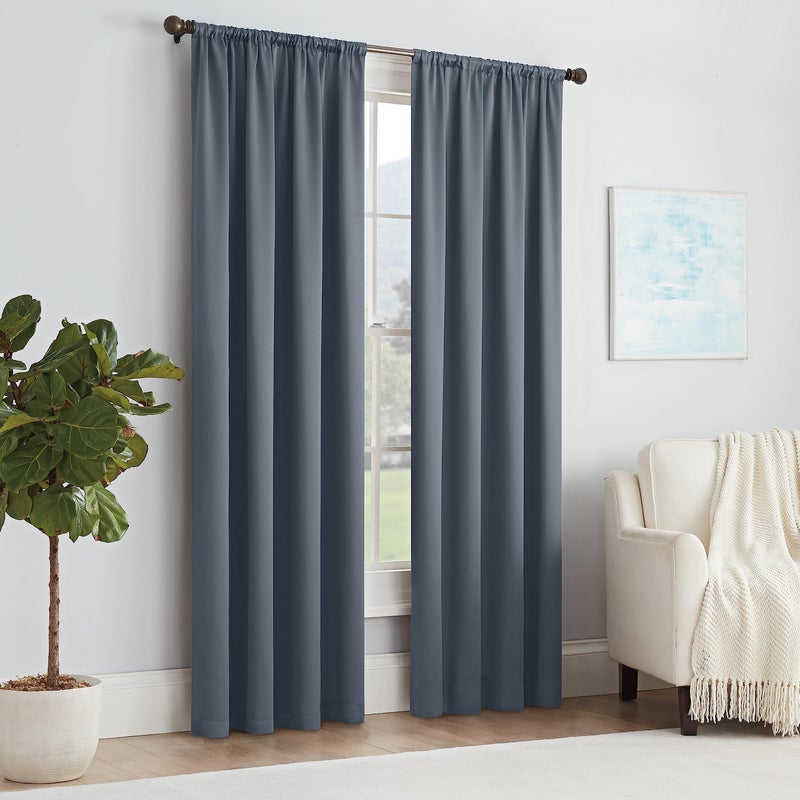 إكليبس Eclipse Solid Thermapanel الغرفة الحديثة غامق قضيب الجيب ستارة نافذة لغرفة النوم (لوحة واحدة) 54 "" × 84 "" لوحة الستار باللون الأزرق - Image 5