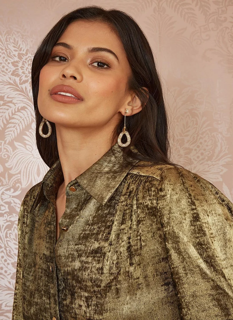 Yumi Metallic Gold Relaxed Shirt
