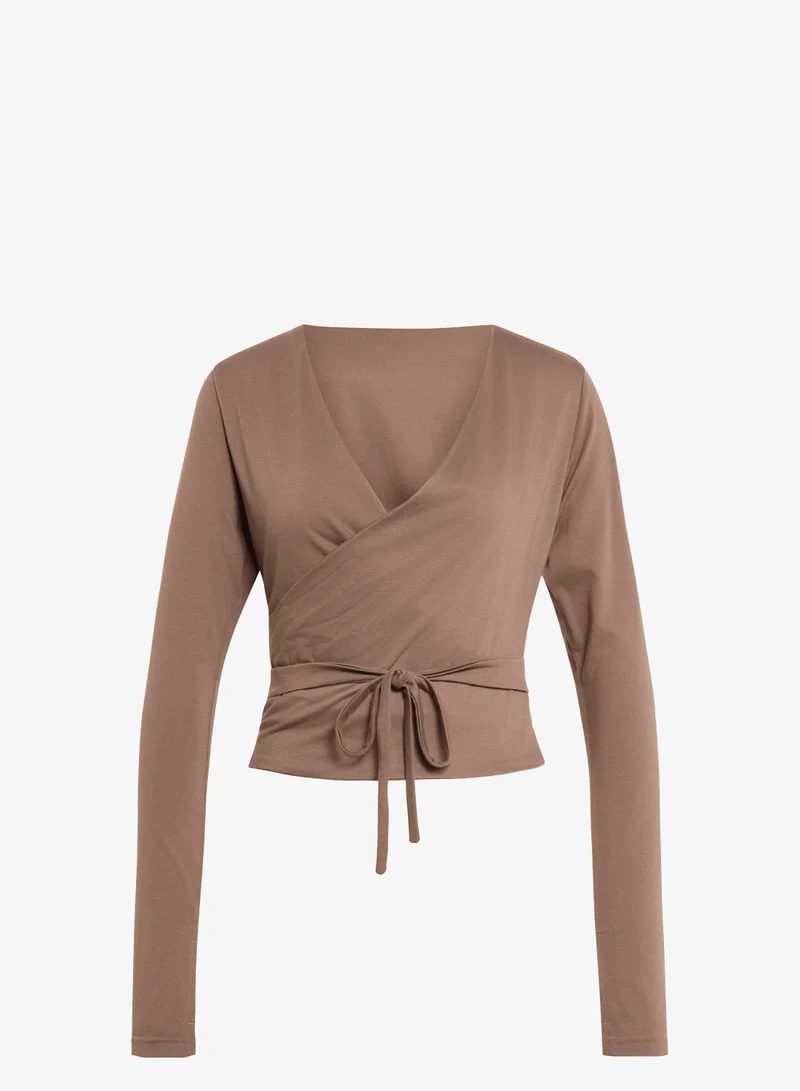 Adidas 3-STRIPES STUDIO SOFT BALLET WRAP Long-Sleeve Top