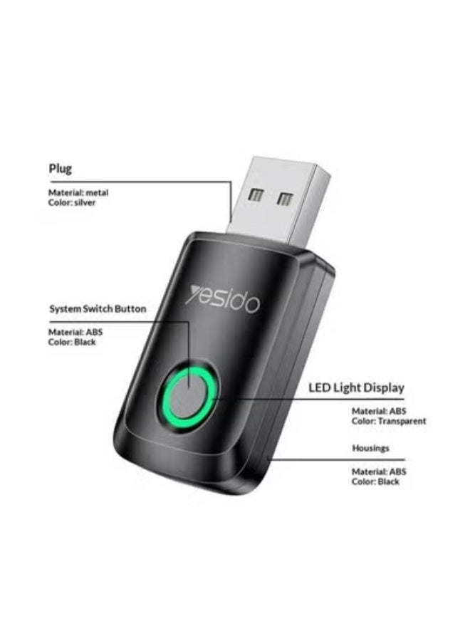 Yesido KM32 2-in-1 Wireless CarPlay Adapter for iOS & Android, Plug & Play, Bluetooth 5.0, 1080P HD Support - Image 5
