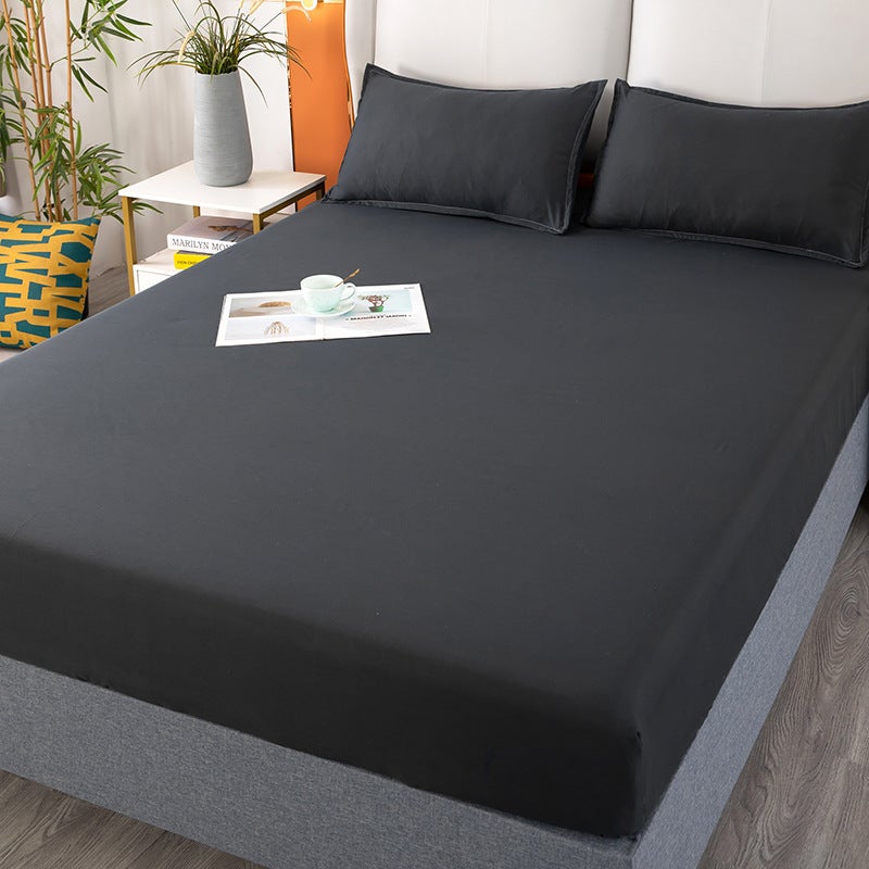 Solid Color Bedspread Elastic Fitted Bed Skirt Set Carbon Black 