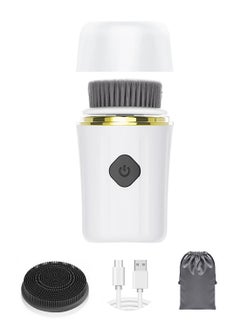 Facial Cleansing Brush Face Scrubber, Electric Face Brush Waterproof Rechargeable Facial Exfoliating Spin Cleanser Device for Exfoliating Deep Cleansing, Massaging for Women and Men - White