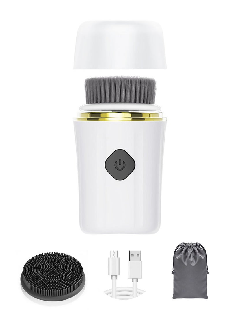 Syarme - Facial Cleansing Brush Face Scrubber, Electric Face Brush Waterproof Rechargeable Facial Exfoliating Spin Cleanser Device for Exfoliating Deep Cleansing, Massaging for Women and Men - White - Image 1