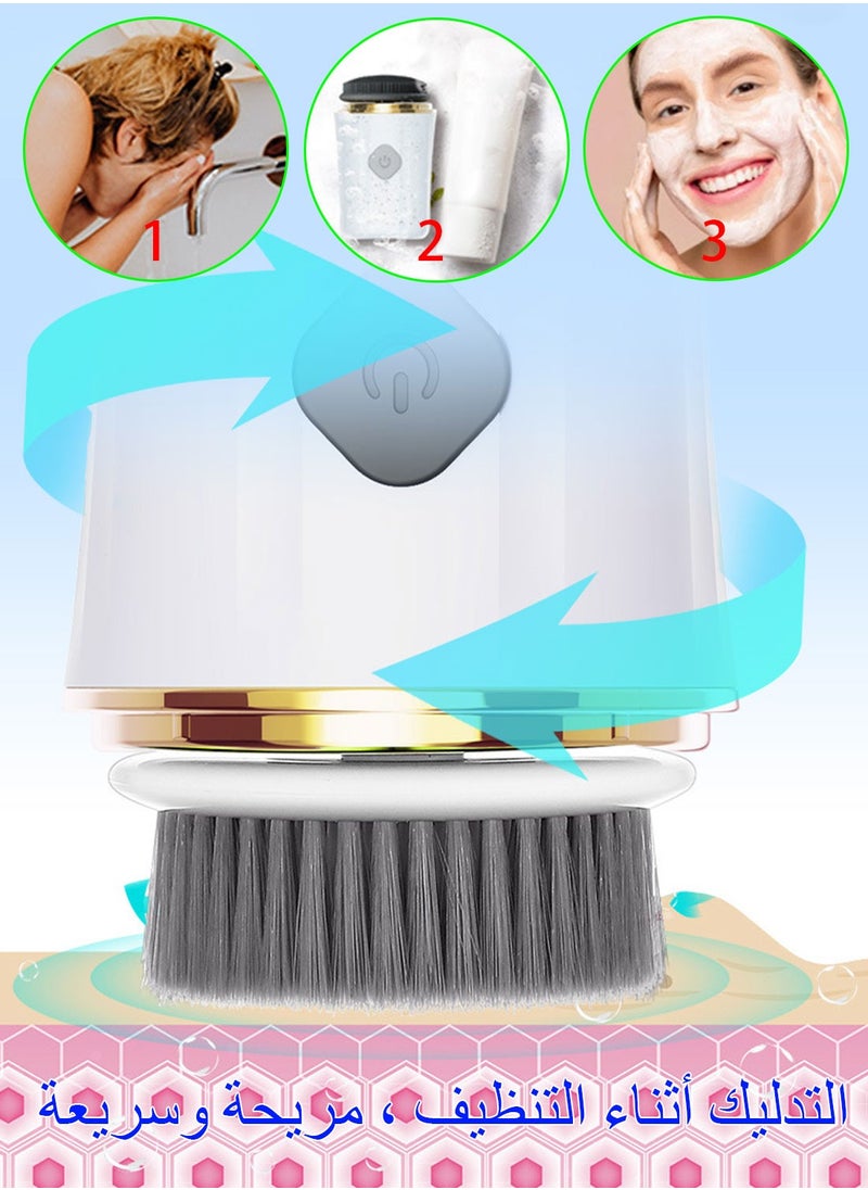 Syarme - Facial Cleansing Brush Face Scrubber, Electric Face Brush Waterproof Rechargeable Facial Exfoliating Spin Cleanser Device for Exfoliating Deep Cleansing, Massaging for Women and Men - White - Image 1