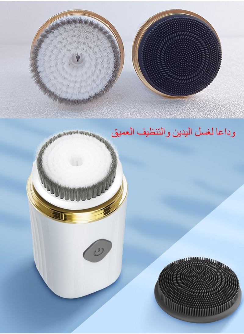 Syarme - Facial Cleansing Brush Face Scrubber, Electric Face Brush Waterproof Rechargeable Facial Exfoliating Spin Cleanser Device for Exfoliating Deep Cleansing, Massaging for Women and Men - White - Image 1