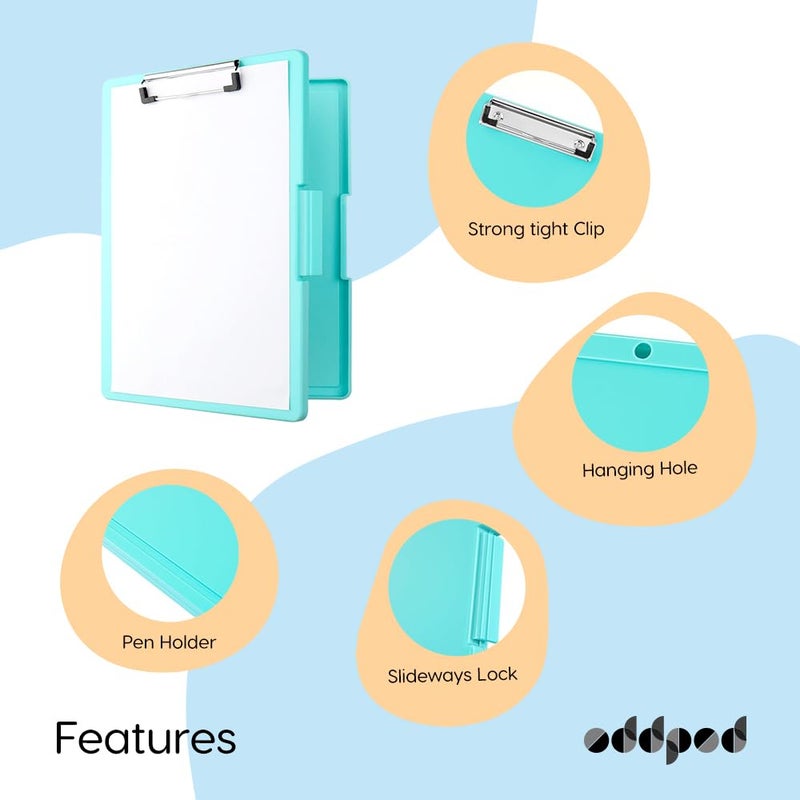 oddpod ™ Sleek A4 Clip Pad with Side-Opening/Clipboard with Storage Case for Paper and Document Storage 1233 (Mauve) - Image 3