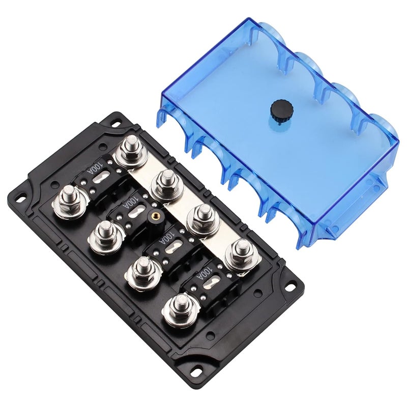 VOZINMOST 4-Way MEGA/AMG Fuse Holder with 4 PCS ANM Bolt-on Fuse 100A for Cars - Image 1