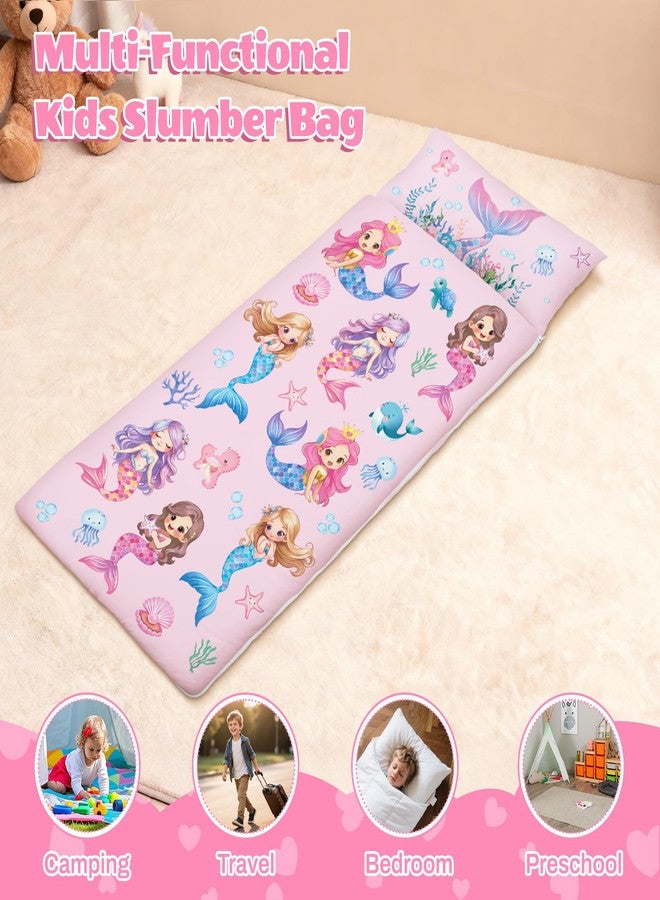 alldomess Toddler Nap Mat Sleeping Bag with Removable Pillow, 59" x 24" Kids Roll Up Portable Slumber Mat for Daycare, Kindergarten, Camping - Lightweight, Soft & Easy to Clean for Girls and Boys, Mermaid - Image 5