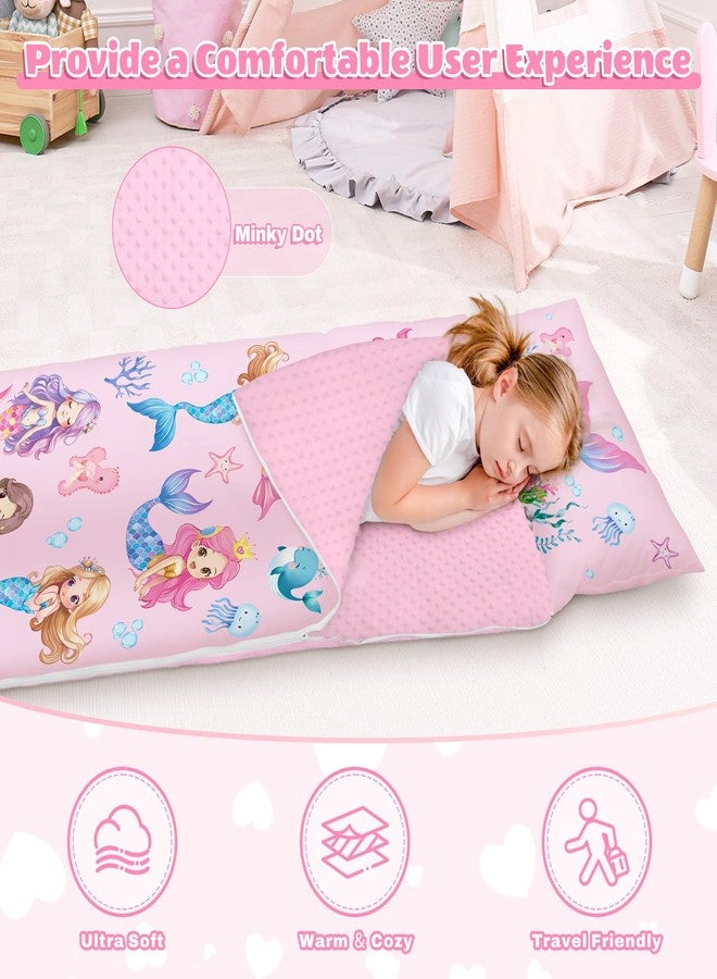 alldomess Toddler Nap Mat Sleeping Bag with Removable Pillow, 59" x 24" Kids Roll Up Portable Slumber Mat for Daycare, Kindergarten, Camping - Lightweight, Soft & Easy to Clean for Girls and Boys, Mermaid - Image 4