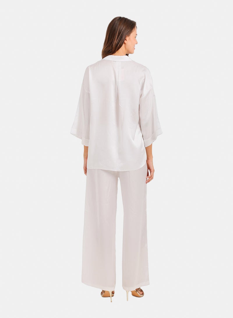 Carina Contrast-Button Satin Set - Image 4