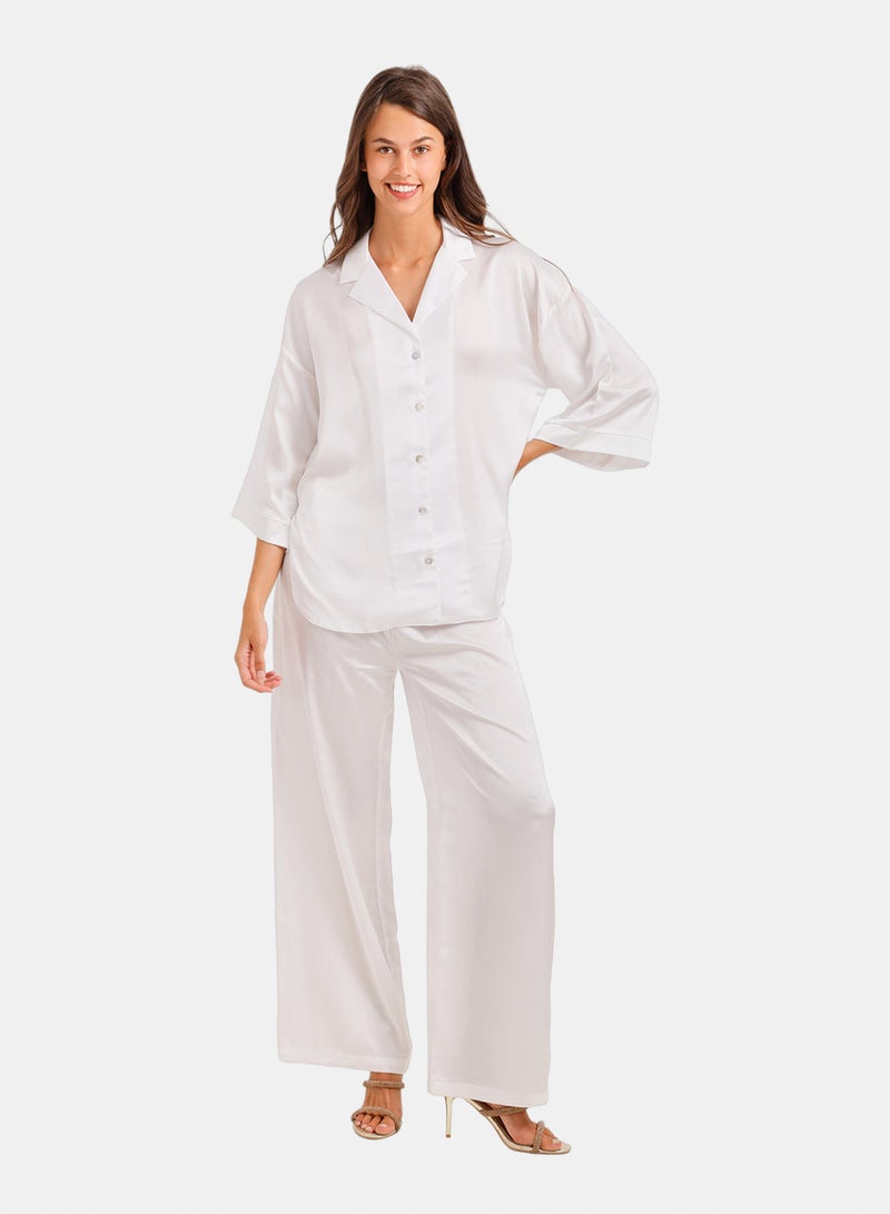Carina Contrast-Button Satin Set - Image 1