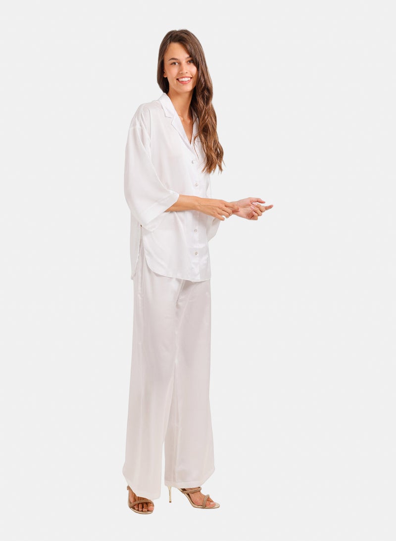 Carina Contrast-Button Satin Set - Image 2