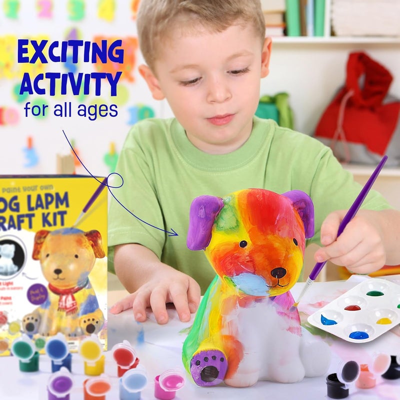 ONE TO FOUR Paint Own Dog Lamp Kit, Art Supplies Arts & Crafts Kit, Painting kit for Kids 6-12, Arts and Crafts for Kids Ages 8-12, Toys Girls Boy Birthday Gift Ages 6 7 8 9 10 11 12+ - Image 5