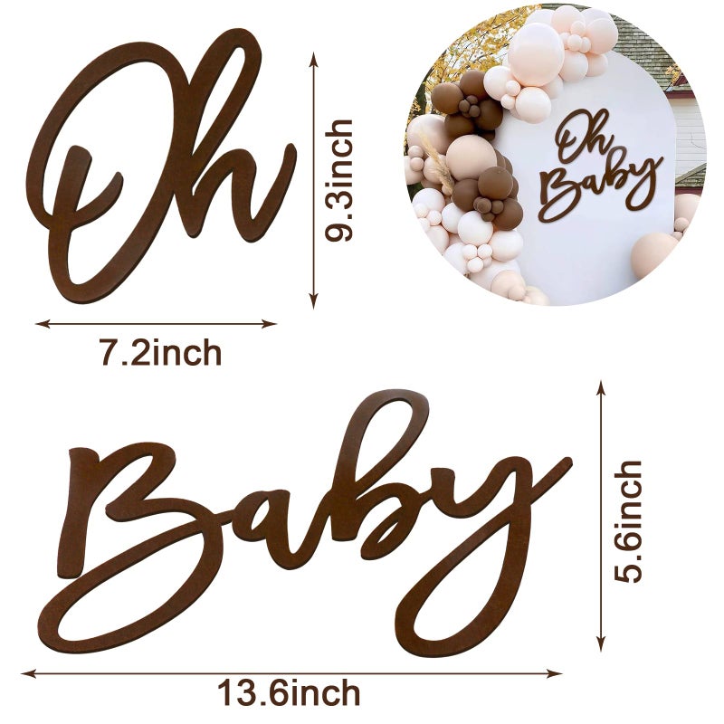 MASTRON Oh Baby Sign for Backdrop - Felt Baby Shower Sign Balloon Arch Decor Oh Baby Letters Banner for Boy Girl Baby Shower Gender Reveal 1st Birthday Party - Brown - Image 2