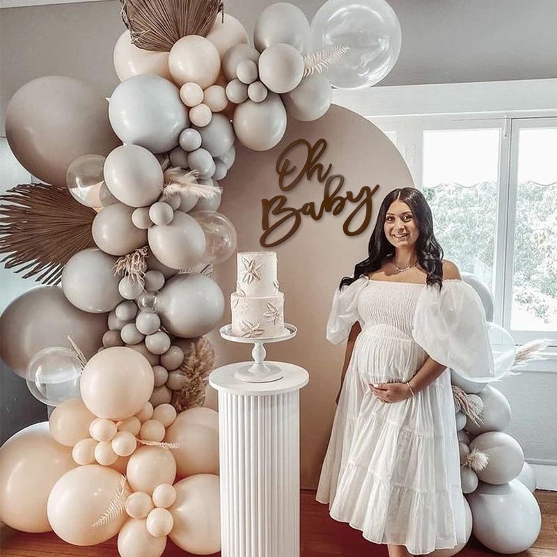 MASTRON Oh Baby Sign for Backdrop - Felt Baby Shower Sign Balloon Arch Decor Oh Baby Letters Banner for Boy Girl Baby Shower Gender Reveal 1st Birthday Party - Brown - Image 5