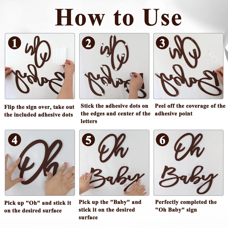 MASTRON Oh Baby Sign for Backdrop - Felt Baby Shower Sign Balloon Arch Decor Oh Baby Letters Banner for Boy Girl Baby Shower Gender Reveal 1st Birthday Party - Brown - Image 4