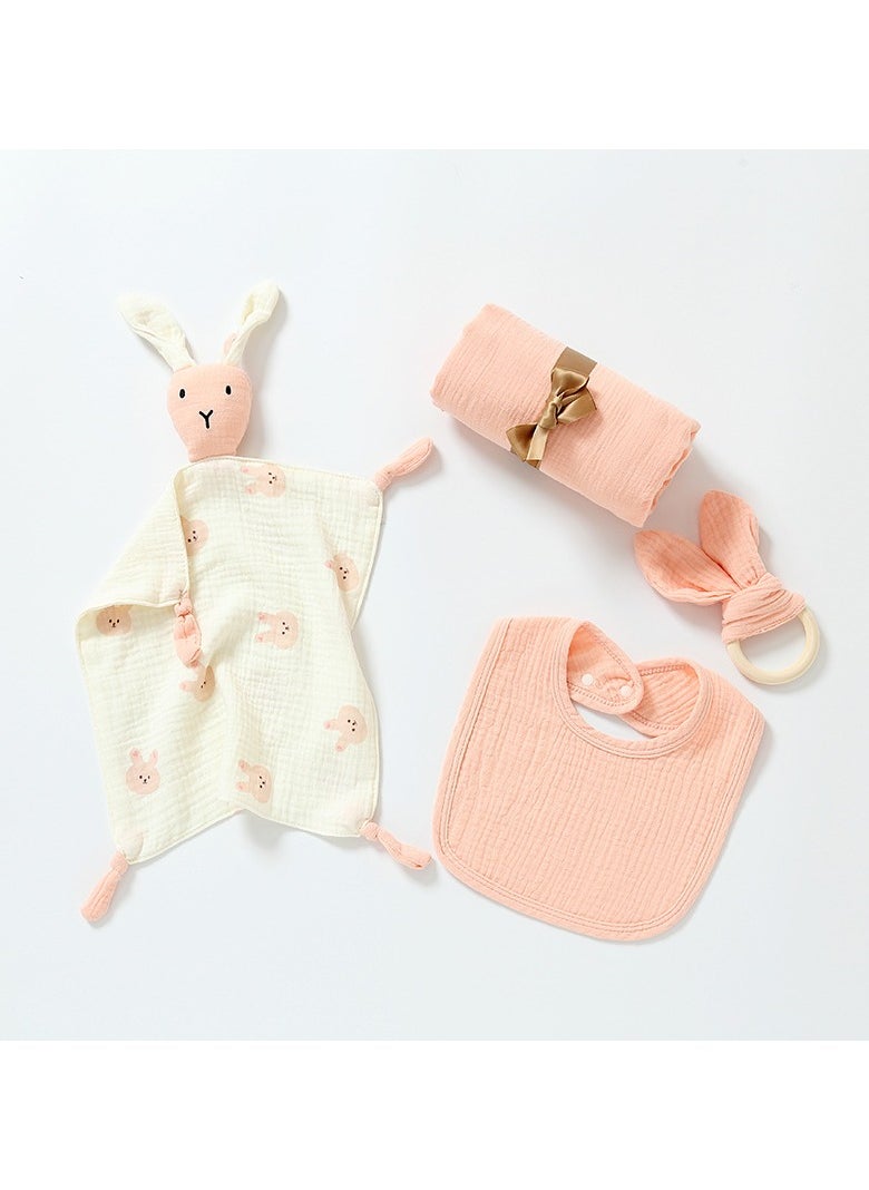 Beauenty Newborn baby gift set Soothing doll Drool towel Sleeping baby toy 0-1 year old cotton first full moon gift set  - Image 2