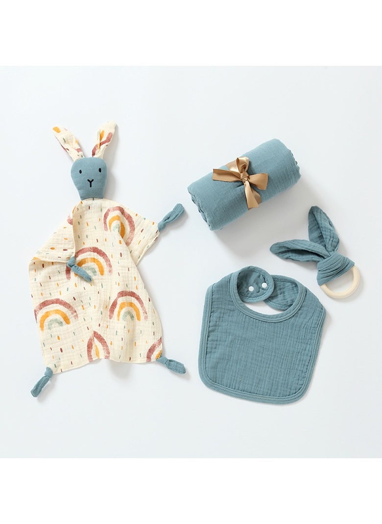 Beauenty Newborn baby gift set Soothing doll Drool towel Sleeping baby toy 0-1 year old cotton first full moon gift set  - Image 5