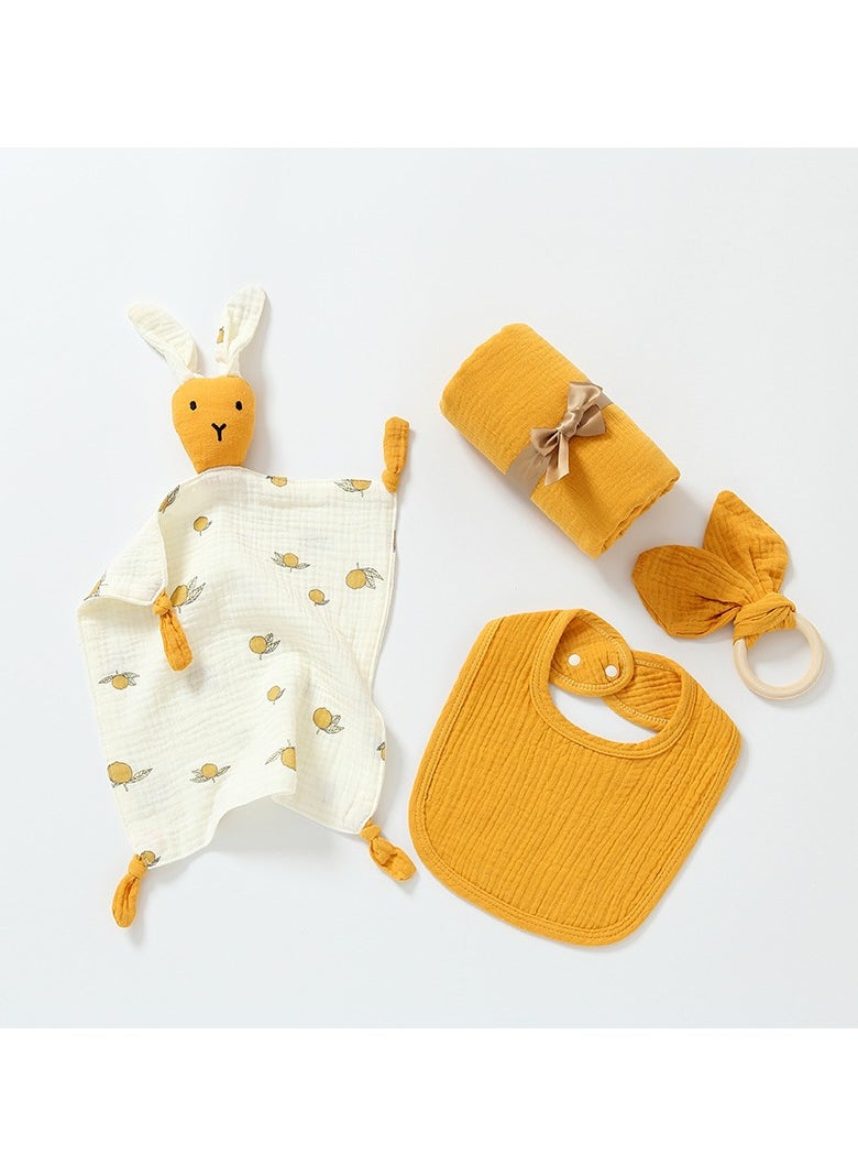 Beauenty Newborn baby gift set Soothing doll Drool towel Sleeping baby toy 0-1 year old cotton first full moon gift set  - Image 1