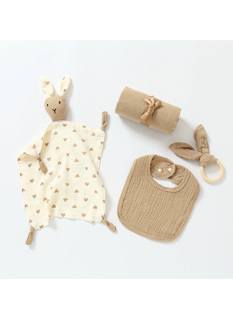 Beauenty Newborn baby gift set Soothing doll Drool towel Sleeping baby toy 0-1 year old cotton first full moon gift set  - Image 3
