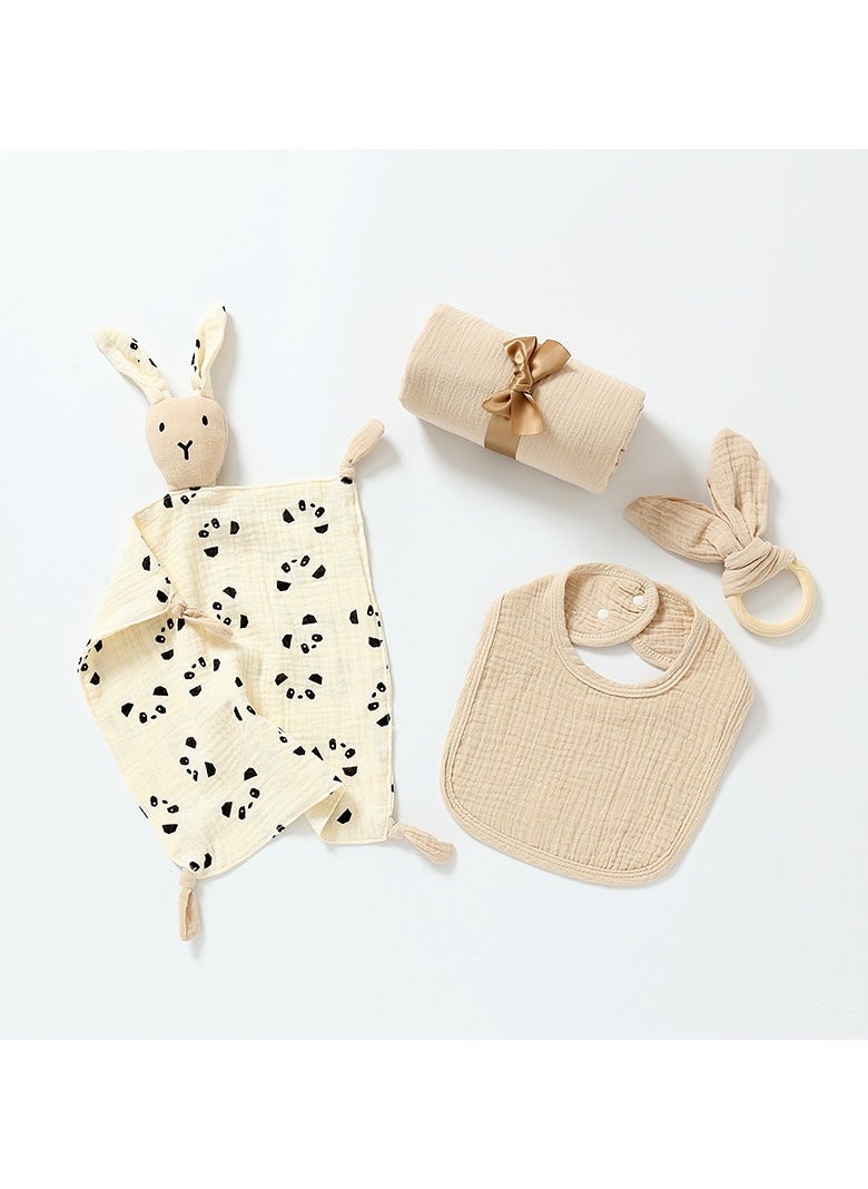 Beauenty Newborn baby gift set Soothing doll Drool towel Sleeping baby toy 0-1 year old cotton first full moon gift set  - Image 4