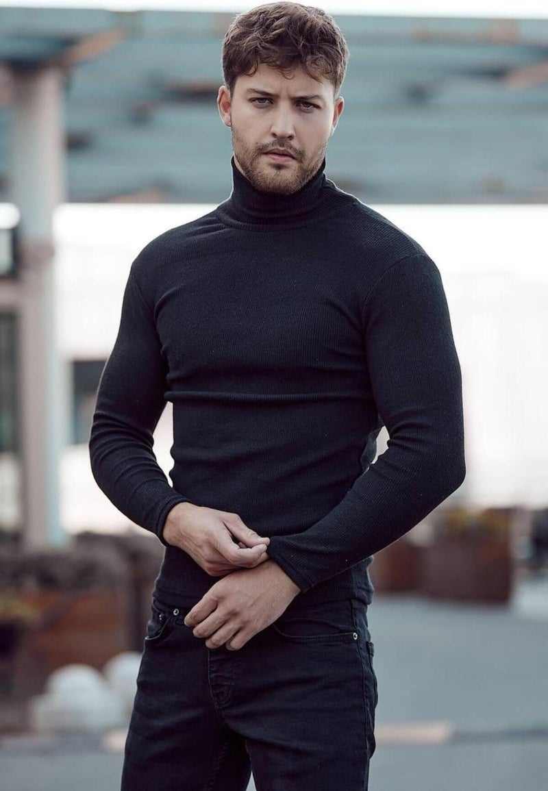 Qalina Life Full Lycra Unisex Turtleneck Sweater  - Image 1
