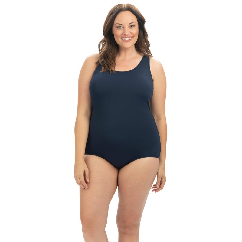 Dolfin Aquashape Conservative Lap Swim Suit | Chlorine-Resistant Women's One-Piece Training Swimsuit with Built-in Shelf Bra | Ideal for Lap Swimming, Water Aerobics, and Aquatic Fitness (Navy, 12) - Image 5