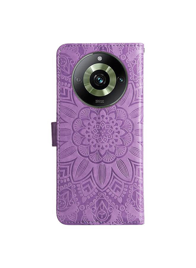 اس-توب جراب لهاتف Realme 11 Pro / 11 Pro+ جراب هاتف من الجلد المنقوش بزهرة عباد الشمس - Image 3