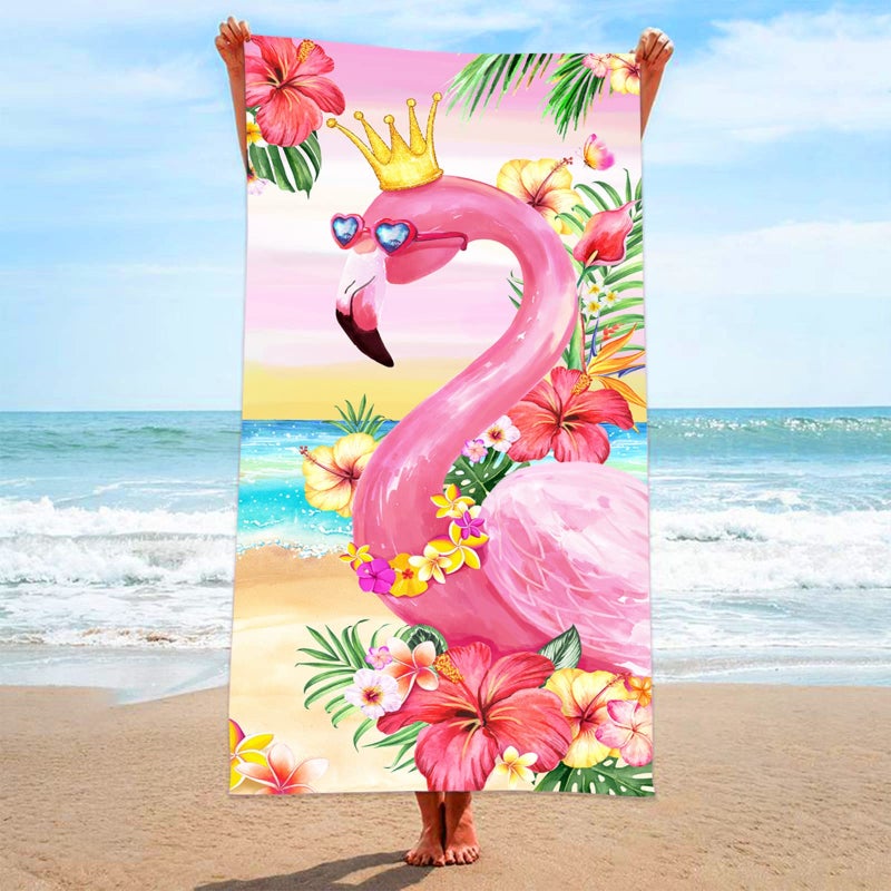 Bonsai Tree Flamingo Beach Towel 30 x 60 Microfiber Pink Sand Proof Quick Dry Beach Towel for Women Kids Teens