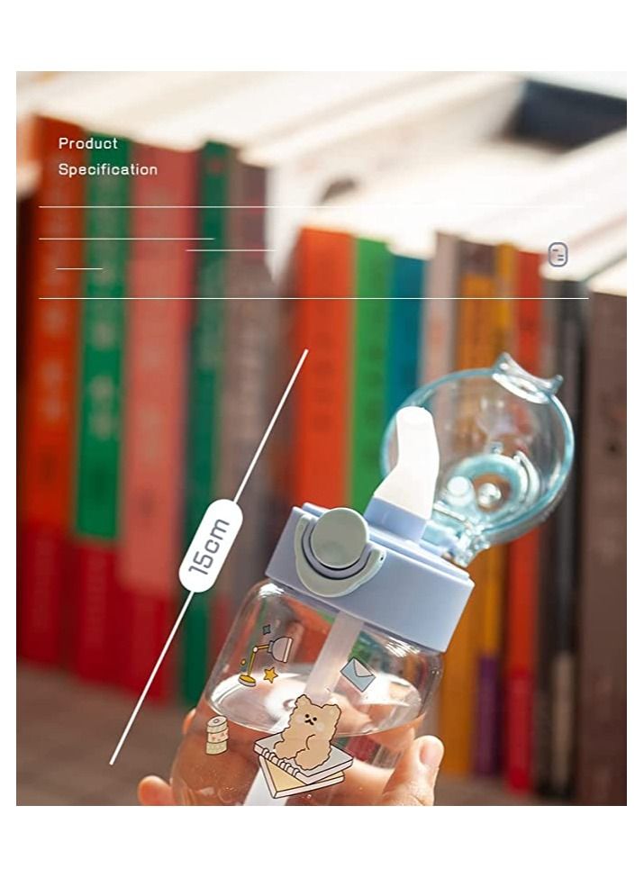 Y&D Glass Water Bottle with Leak-Proof Sippy Lids and Stickers 380ML Drink Cup for Girls Boys Children Adults, Portable Bomb Lid Lunch Bag Travel Summer Sports (Blueberry Blue)  - Image 3