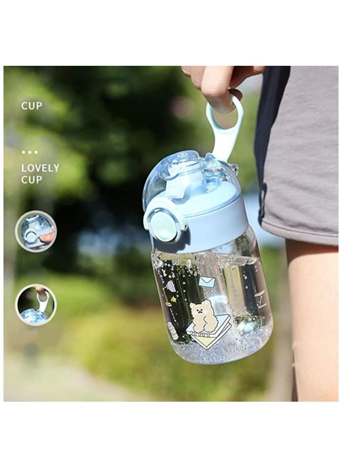 Y&D Glass Water Bottle with Leak-Proof Sippy Lids and Stickers 380ML Drink Cup for Girls Boys Children Adults, Portable Bomb Lid Lunch Bag Travel Summer Sports (Blueberry Blue)  - Image 2