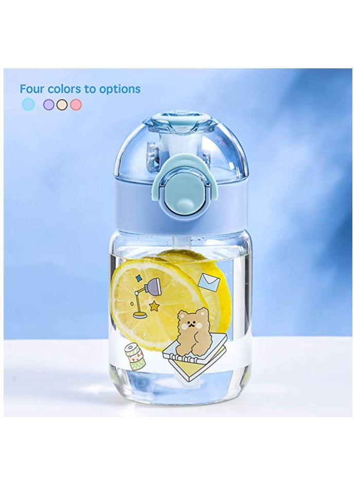 Y&D Glass Water Bottle with Leak-Proof Sippy Lids and Stickers 380ML Drink Cup for Girls Boys Children Adults, Portable Bomb Lid Lunch Bag Travel Summer Sports (Blueberry Blue)  - Image 4
