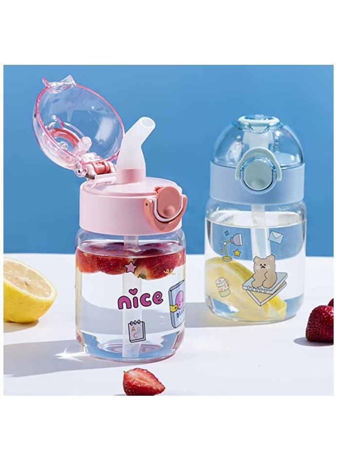 Y&D Glass Water Bottle with Leak-Proof Sippy Lids and Stickers 380ML Drink Cup for Girls Boys Children Adults, Portable Bomb Lid Lunch Bag Travel Summer Sports (Blueberry Blue)  - Image 5