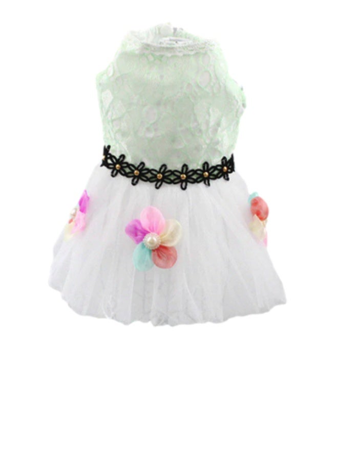 Elegant White Pet Dress for Dogs and Cats – Size L