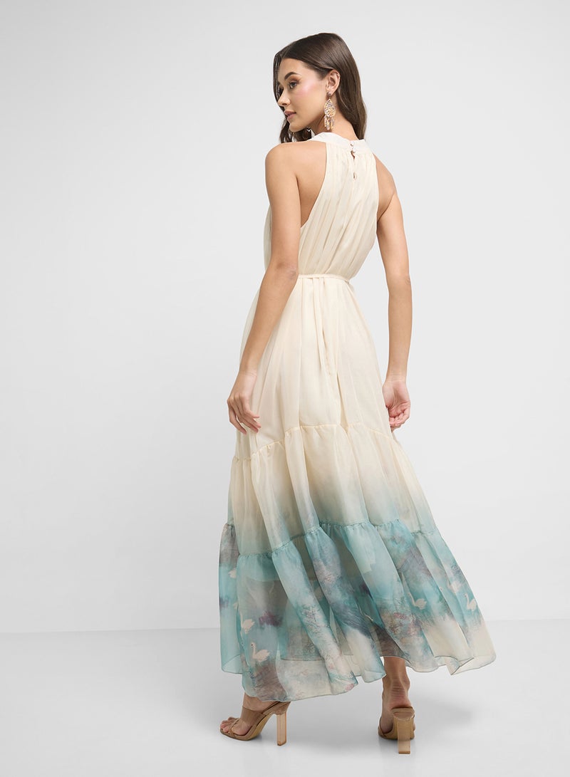 ELLA Halter Swan Print Dress  - Image 2