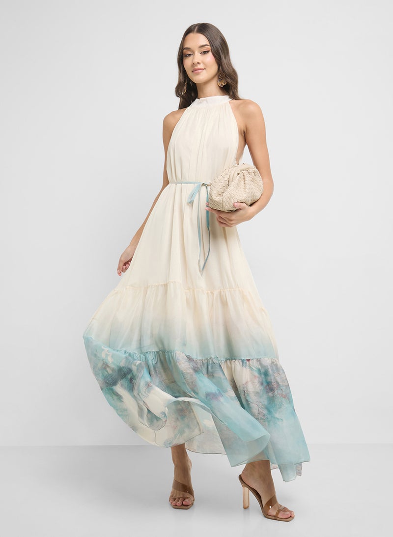 ELLA Halter Swan Print Dress  - Image 4