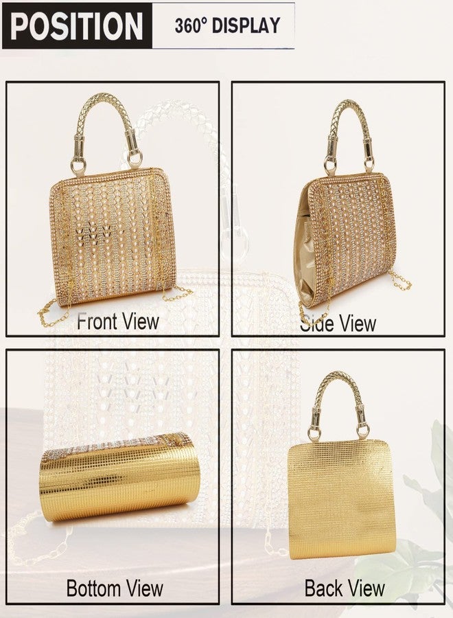 NORVE PU Embroided Stylish Fancy Women's Stones Evening Gold Chain Strap Party Clutch Wedding Bag Wallet - Image 4