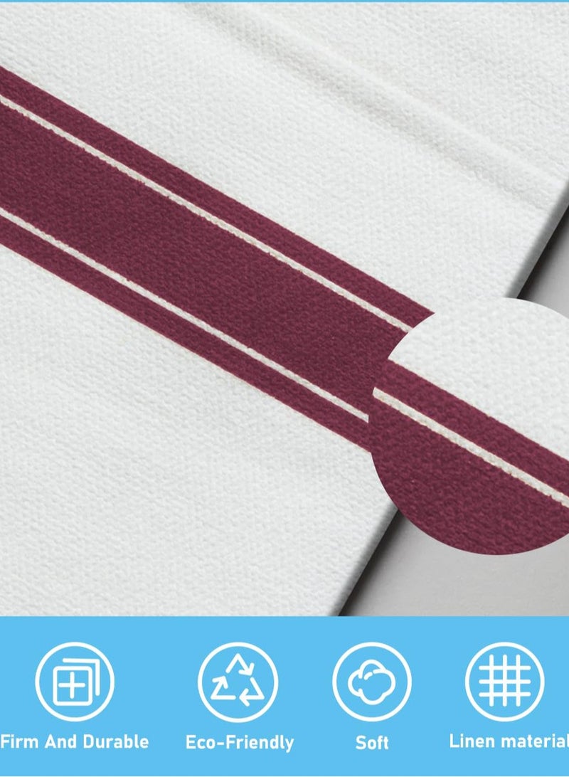 مناديل قماشية بيضاء مستطيلة الشكل بحدود أرجوانية داكنة، 25 قطعة مناديل ورقية فاخرة، مناديل عشاء يمكن التخلص منها، مناديل حفلات الزينة لحفلات الزفاف، حفلات العشاء، الحفلات والمناسبات الراقية - Image 5