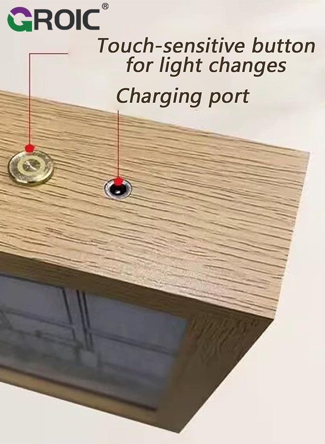 جرويك إطار ملصق LED، إطار إضاءة خلفية، إطار صور، حامل إضاءة مع باهتة بثلاثة ألوان، تحكم باللمس، سطوع قابل للتعديل 8 بوصة - Image 3