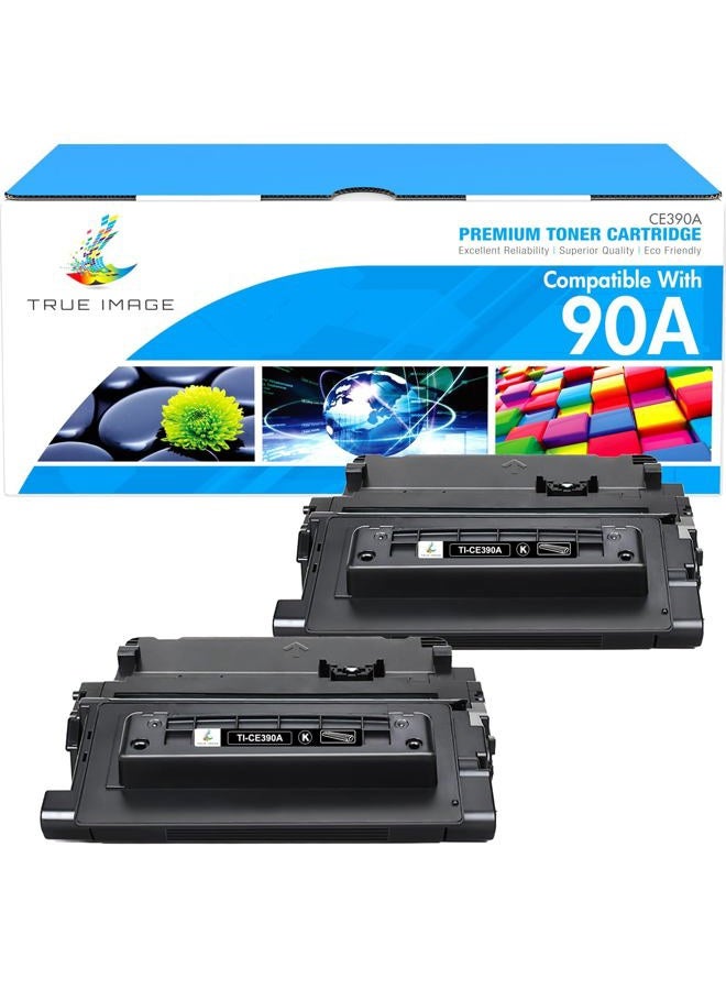 TRUE IMAGE Compatible Toner Cartridge Replacement for HP 90A CE390A 90X CE390X Work with Enterprise 600 M601 M602 M603 M4555 MFP M602x M602n M603dn Laser Printer Ink (Black, 2-Pack) - Image 1