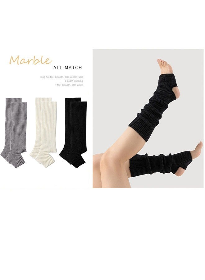 ZVEV Leg Warmers For Women, 3 Pairs Winter Ribbed Knit Leg Warmers 80s Toeless Ballet Leg Warmers For Girls Dance Yoga, Dance Leg Sleeves Wool Knitting Sports Protective Leg Warmers Foot Warm Yoga Socks - Image 2
