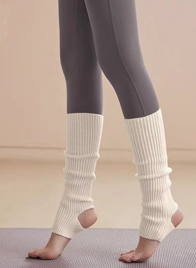 ZVEV Leg Warmers For Women, 3 Pairs Winter Ribbed Knit Leg Warmers 80s Toeless Ballet Leg Warmers For Girls Dance Yoga, Dance Leg Sleeves Wool Knitting Sports Protective Leg Warmers Foot Warm Yoga Socks - Image 4