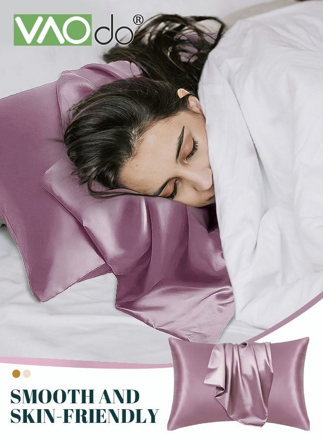VAOdo 2 Pack Satin Pillowcase Good for Hair and Skin  Softer Cooling Silk Smooth Satin Pillow Case Cover Envelope pillowcase Pink - Image 1