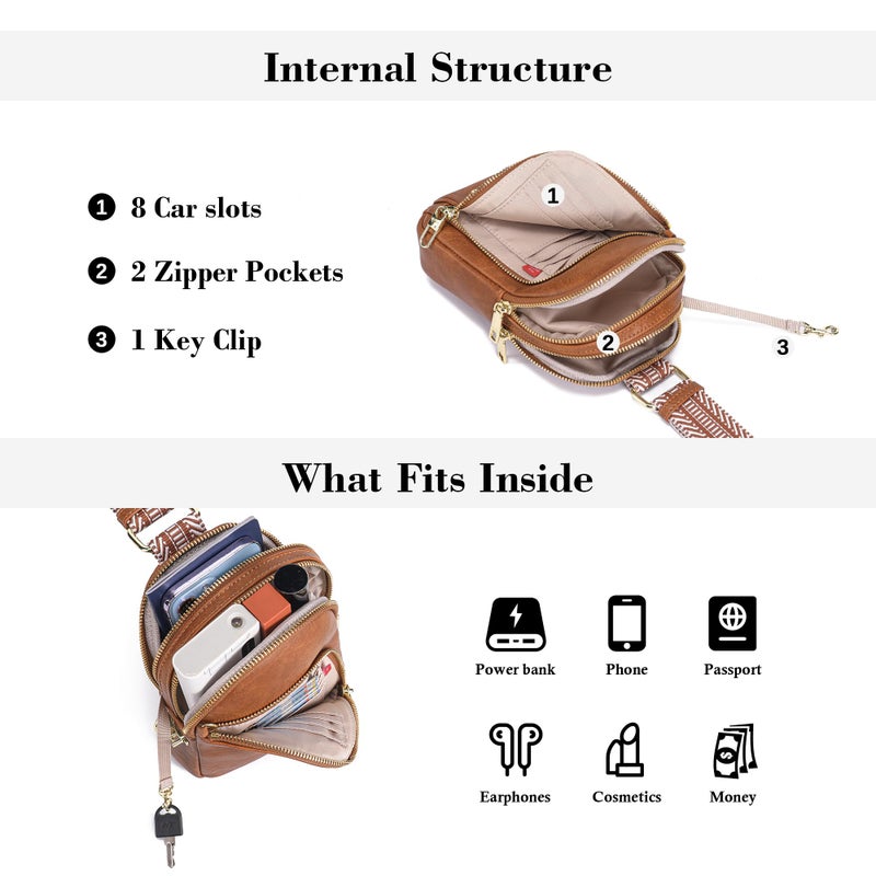 INICAT RFID Blocking Sling Bag, Anti Theft Crossbody Bag for Women, Travel Fanny Pack Style Purse, Vegan Leather(Brown) - Image 5