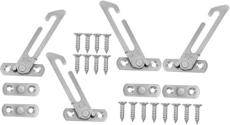 Jojofuny 4Pcs Stainless Steel Window Security Stopper Child Safety Locks For Sliding Windows DIY Install - Image 2