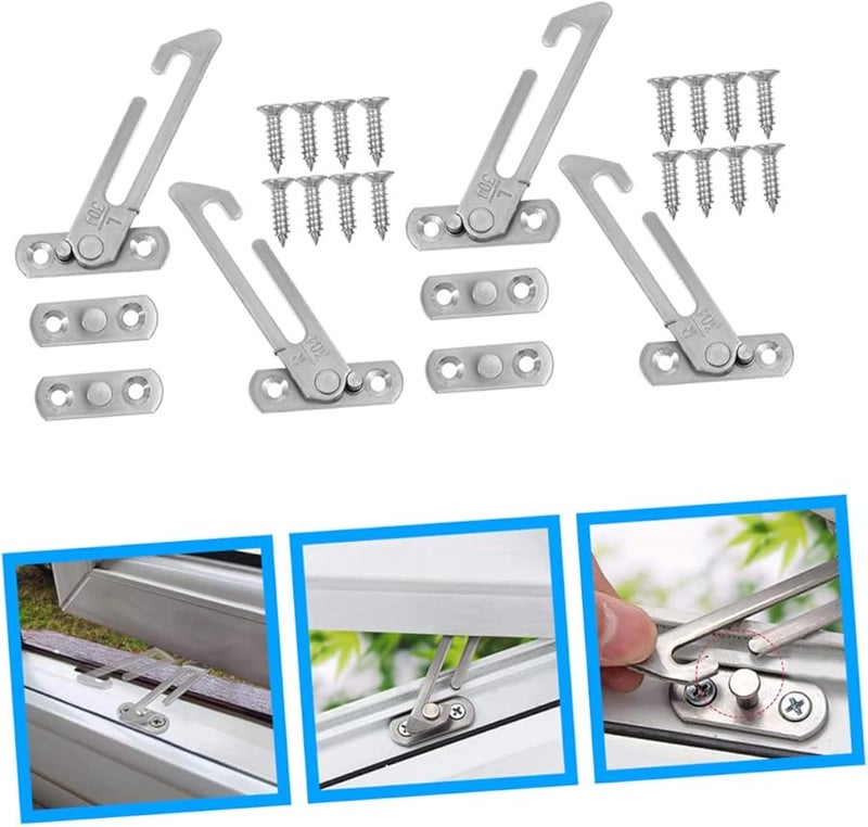 Jojofuny 4Pcs Stainless Steel Window Security Stopper Child Safety Locks For Sliding Windows DIY Install - Image 4