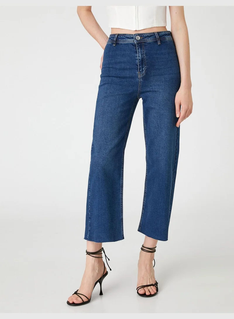KOTON Wide Crop Leg Denim Trousers - Sandra Jean